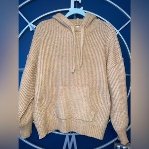 American‎ Eagle Large Hooded Sweater Oversize Tan Brown Soft wool blend